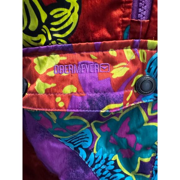 Vintage OBERMEYER Neon Floral Ski/Snowboard Anorak Jacket Size Medium - Picture 6 of 8